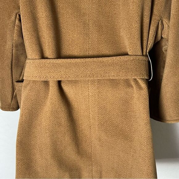 70s CASHMERE WRAP COAT TAN RELAXED MINIMALIST CUSTOM TAILORED XL HERMES XL - Picture 10 of 16